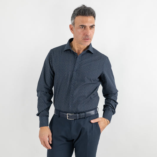 Camicia sartoriale fantasia astratta - Blu Notte