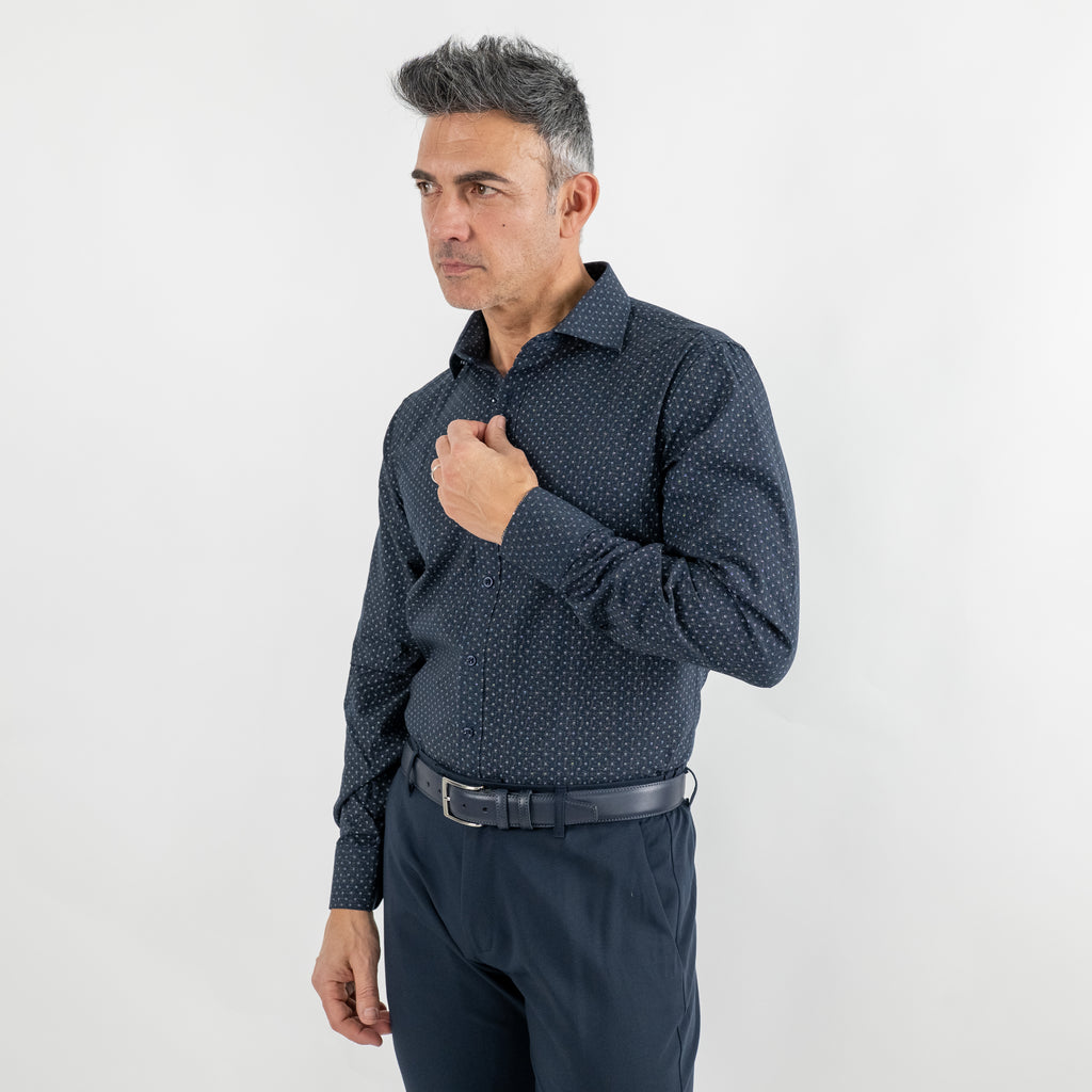 Camicia sartoriale fantasia astratta - Blu Notte