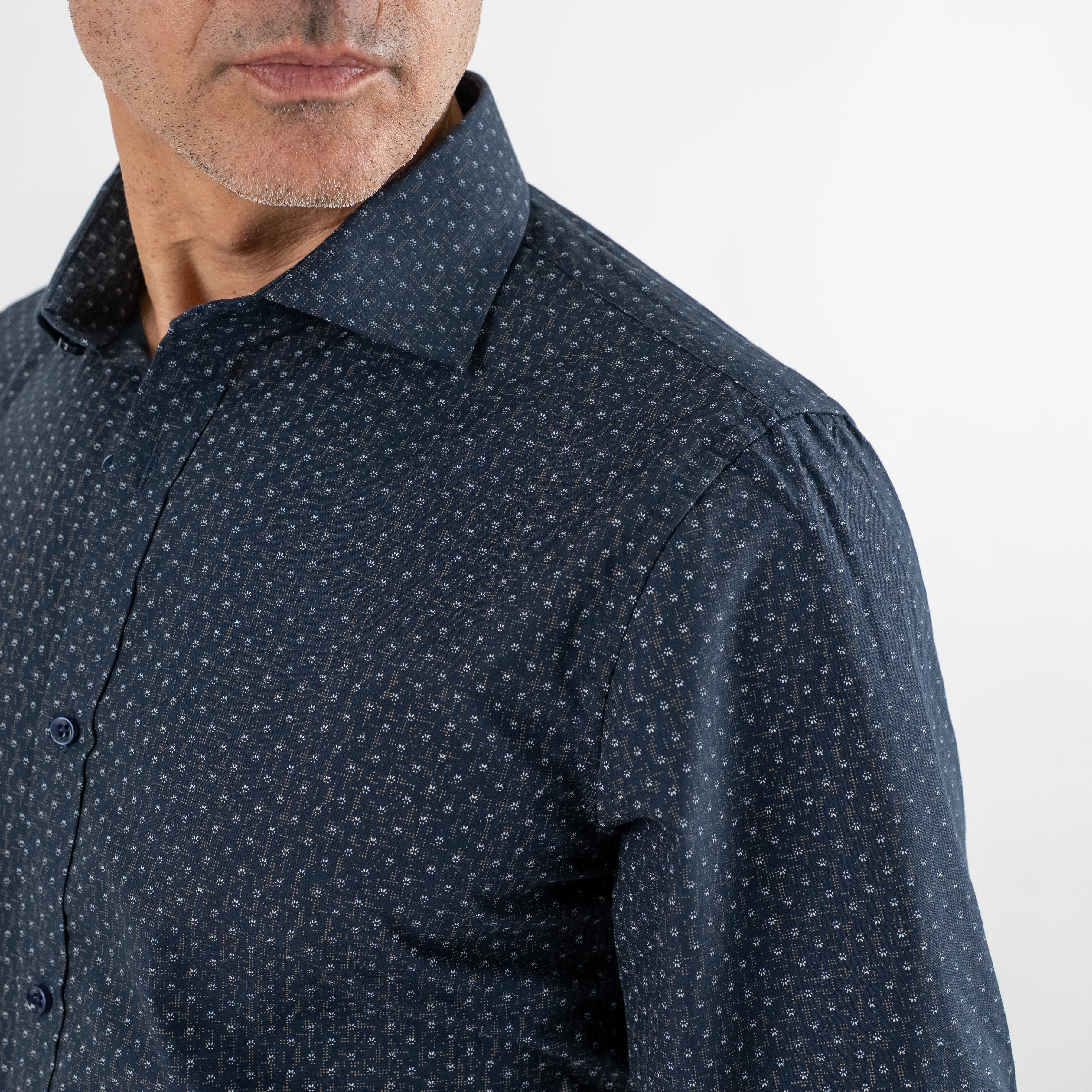 Camicia sartoriale fantasia astratta - Blu Notte