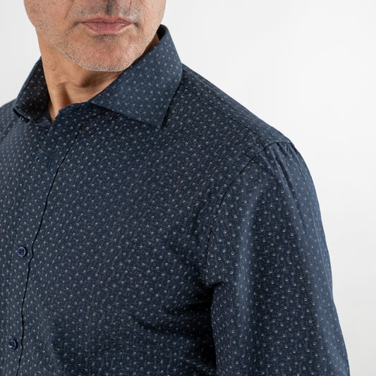 Camicia sartoriale fantasia astratta - Blu Notte