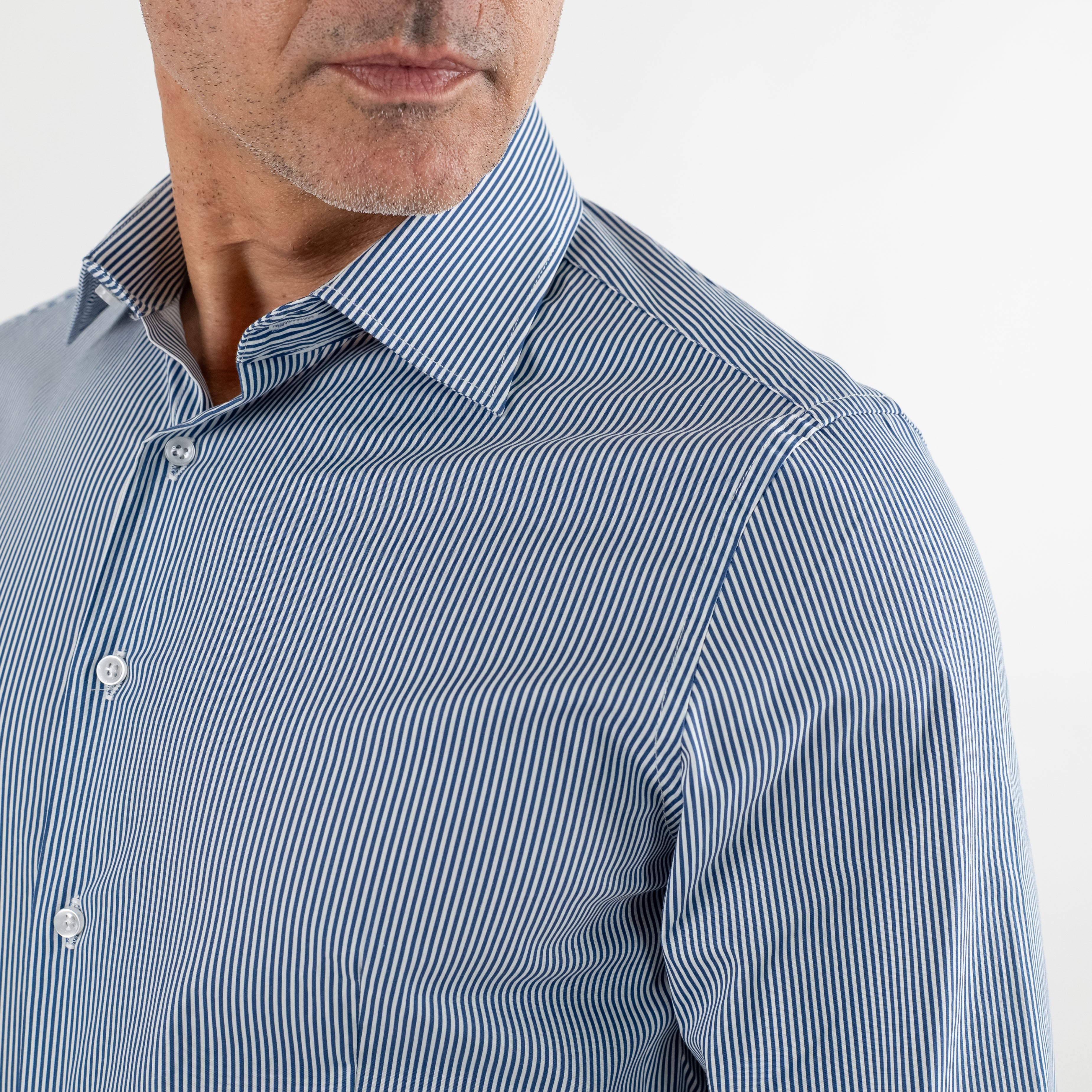Camicia sartoriale con righe sottili - Blu Navy