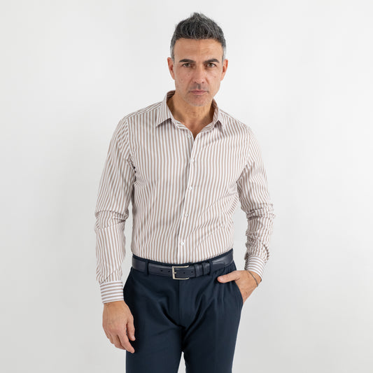 Camicia sartoriale con rigo largo - Marrone