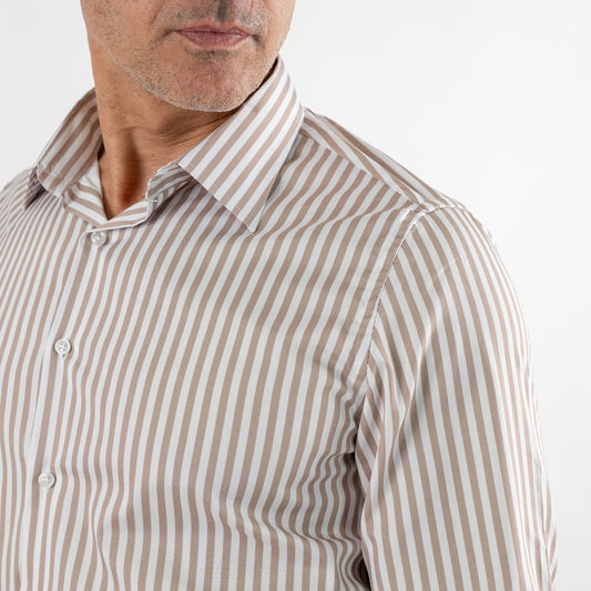 Camicia sartoriale con rigo largo - Marrone