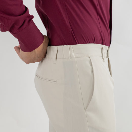 Pantalone classico con molla sul retro - Avorio