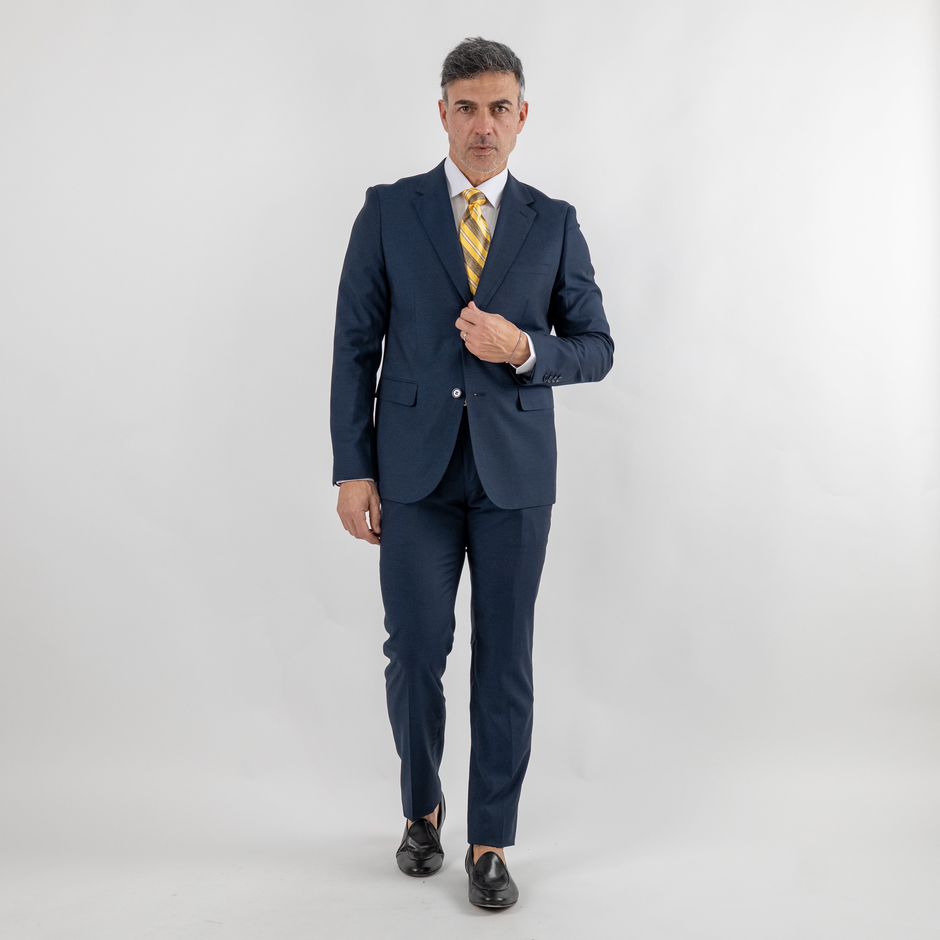 Single-breasted rice grain suit - Blue