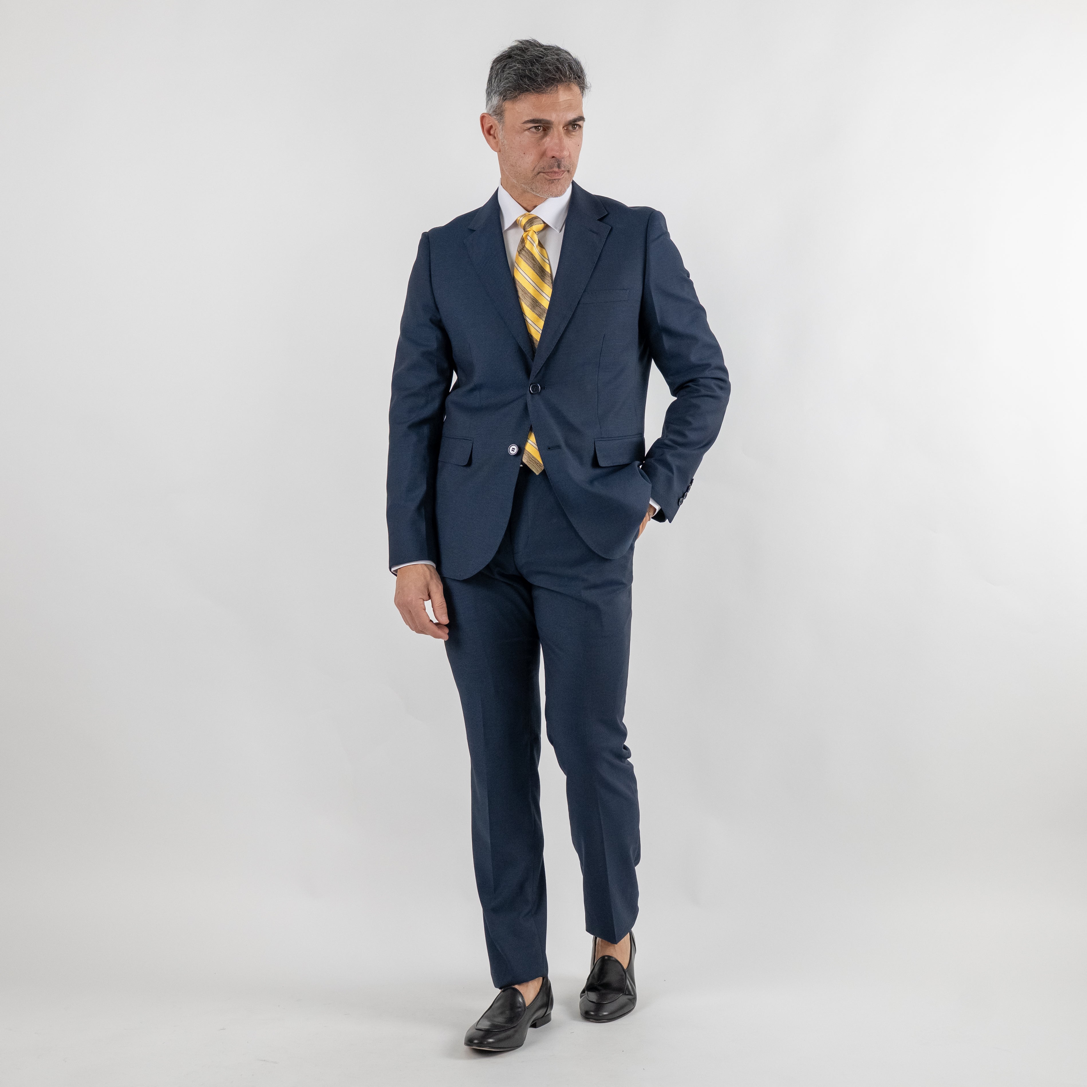 Single-breasted rice grain suit - Blue