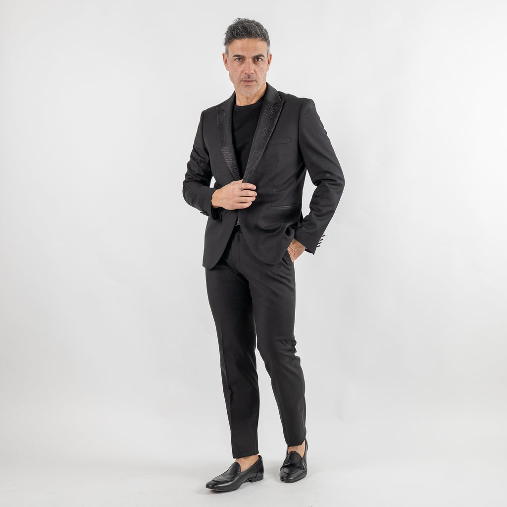 Esmoquin con pedrería - Negro
