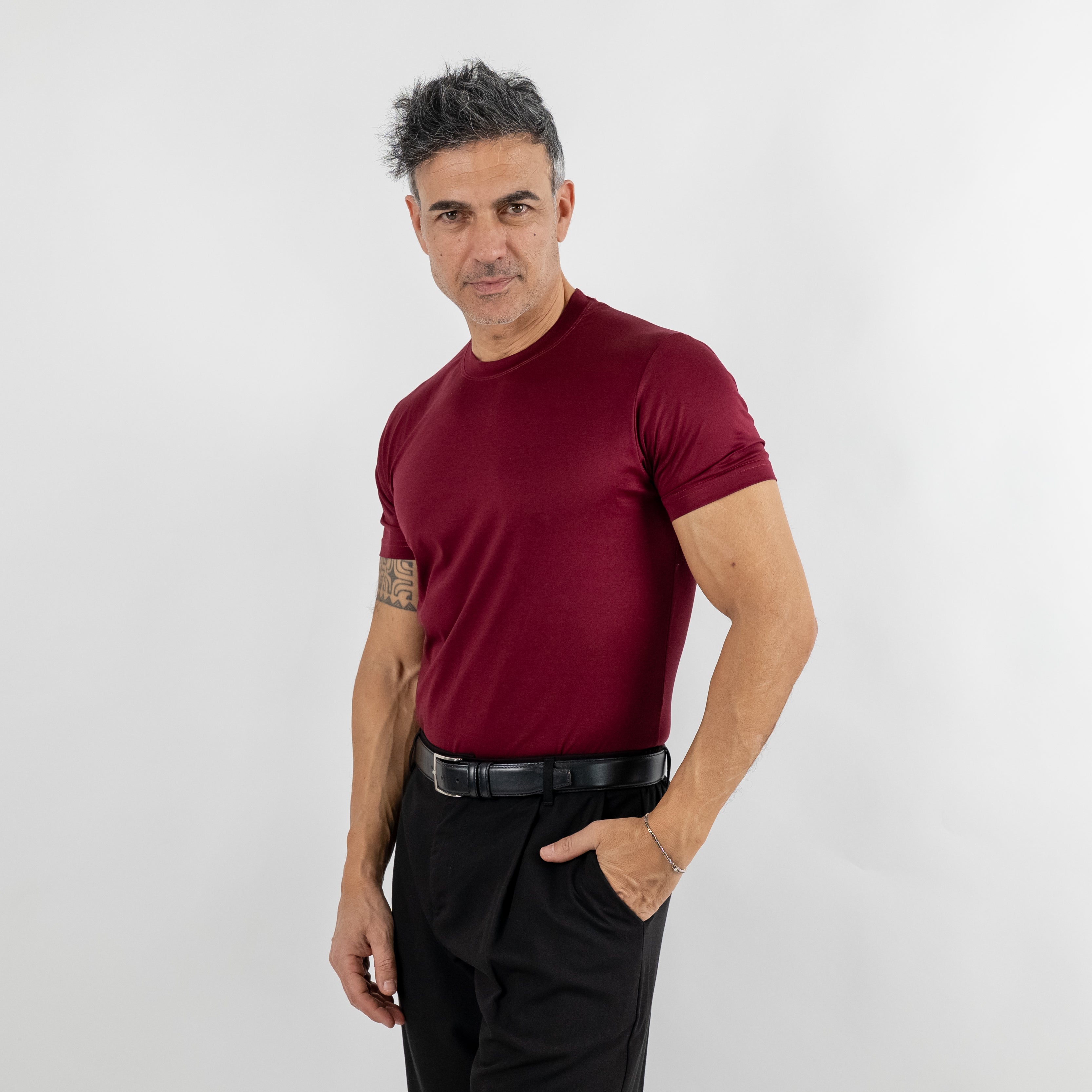 T-shirt in Filo di Scozia - Bordeaux