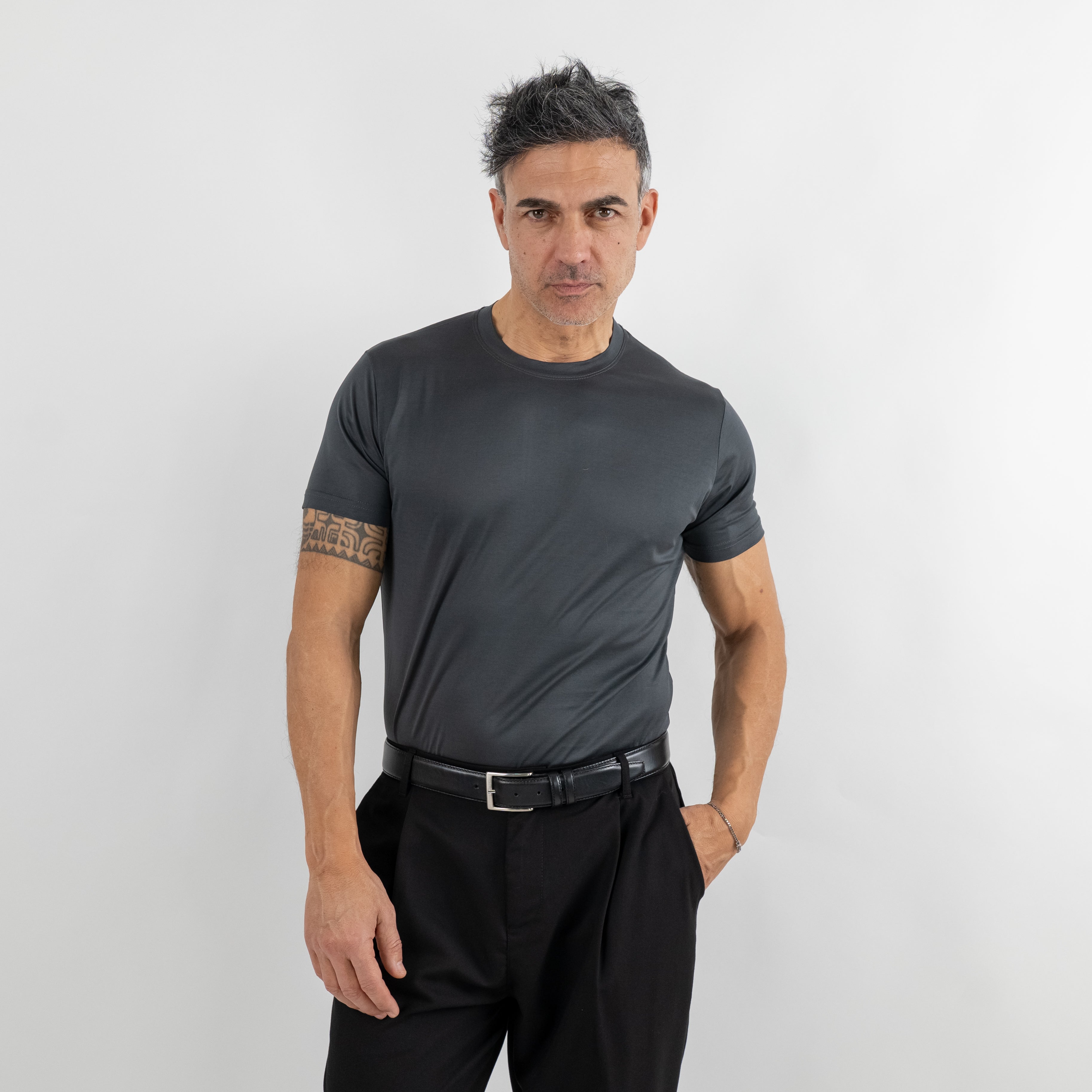 T-shirt in Filo di Scozia - Piombo