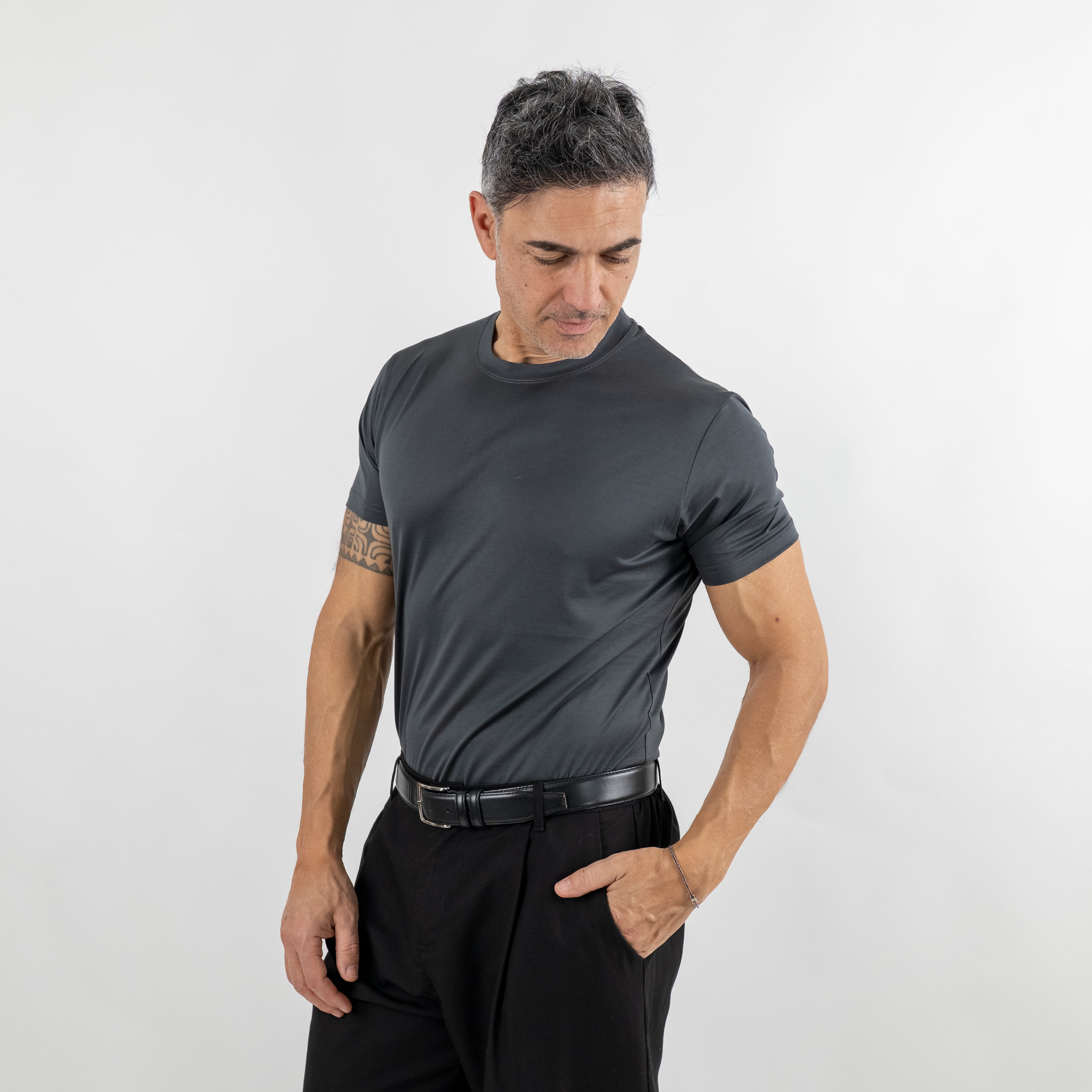 T-shirt in Filo di Scozia - Piombo