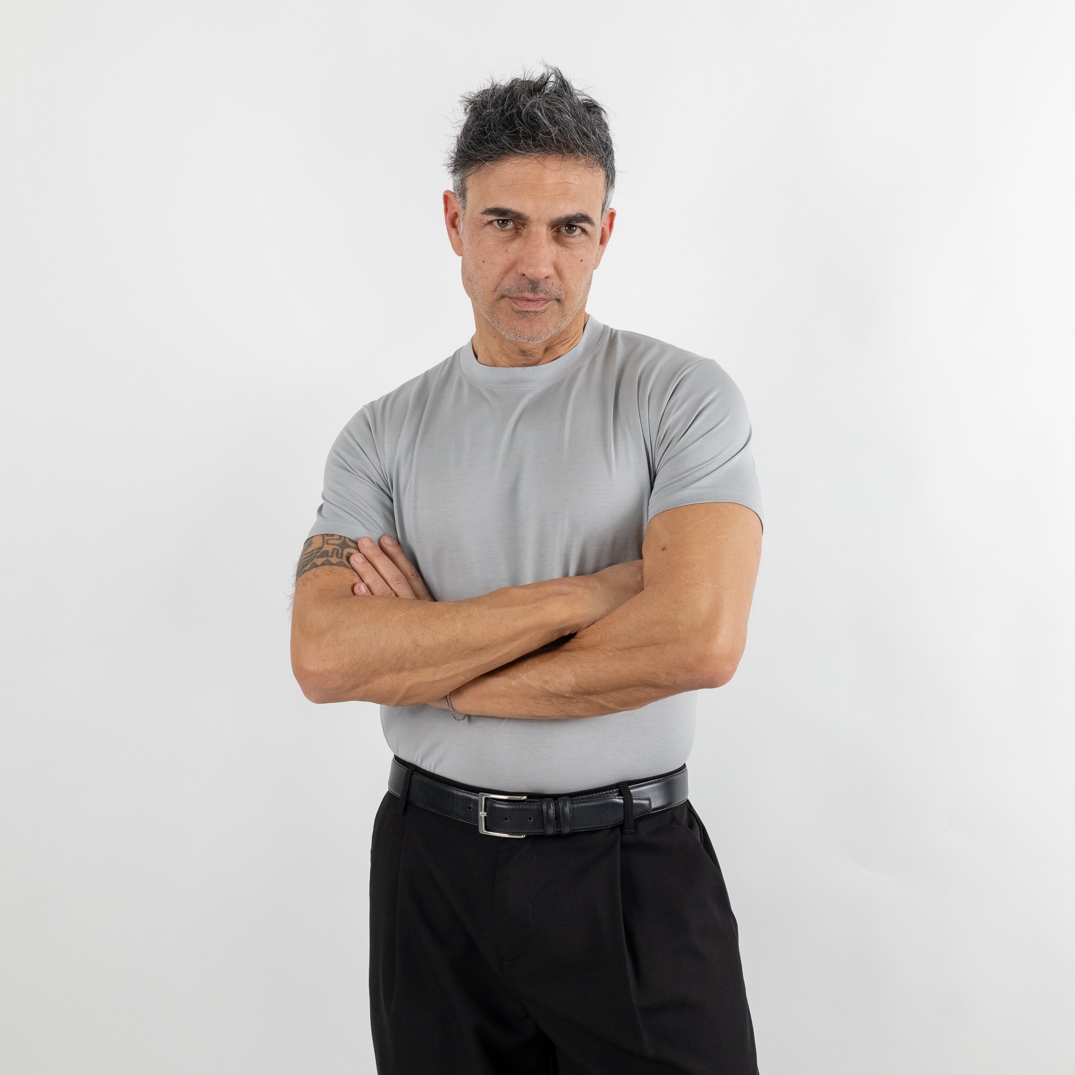 T-shirt in Filo di Scozia - Grigio Perla