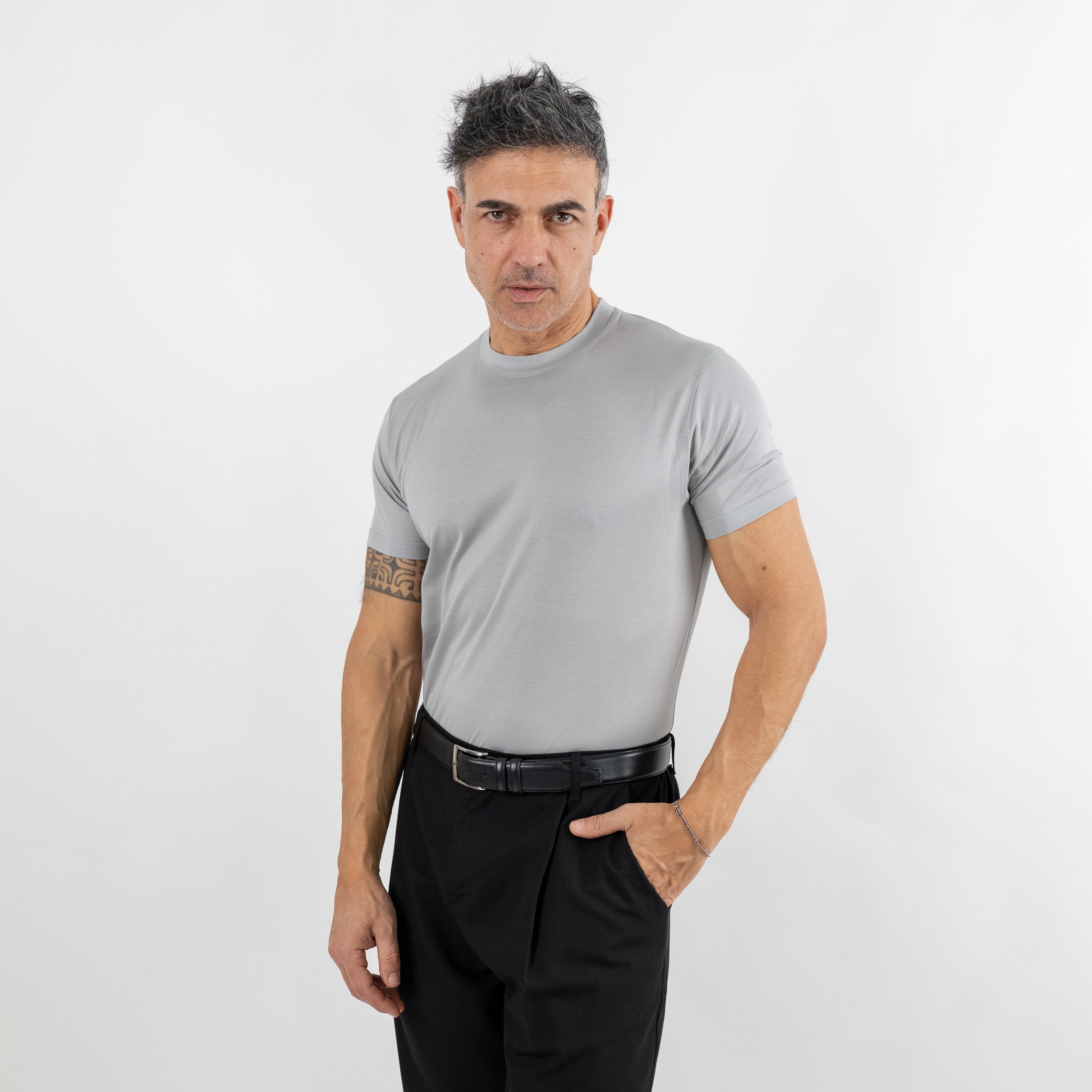 T-shirt in Filo di Scozia - Grigio Perla