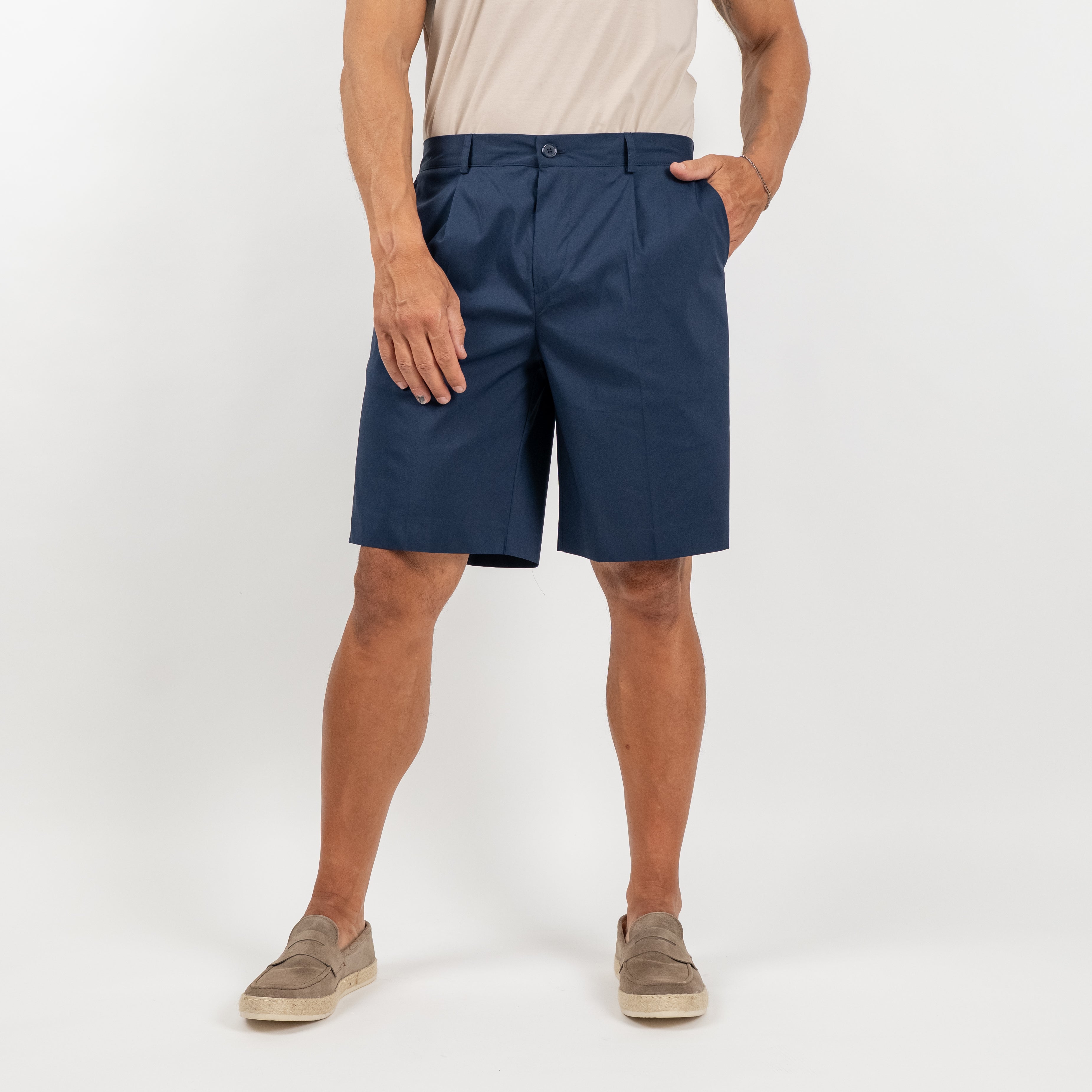 Bermudas con bolsillos de solapa en la espalda - Azul 