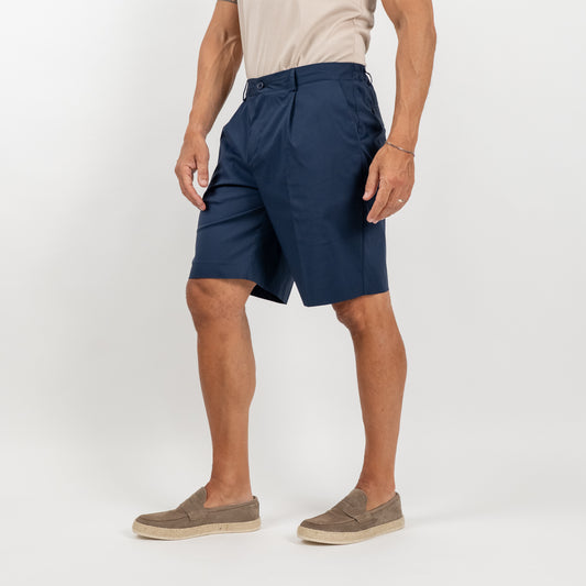 Bermuda con tasche a pattina sul retro - Blu