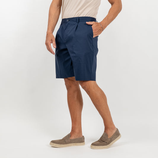 Bermuda con tasche a pattina sul retro - Blu
