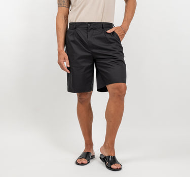 Bermuda con tasche a pattina sul retro - Nero