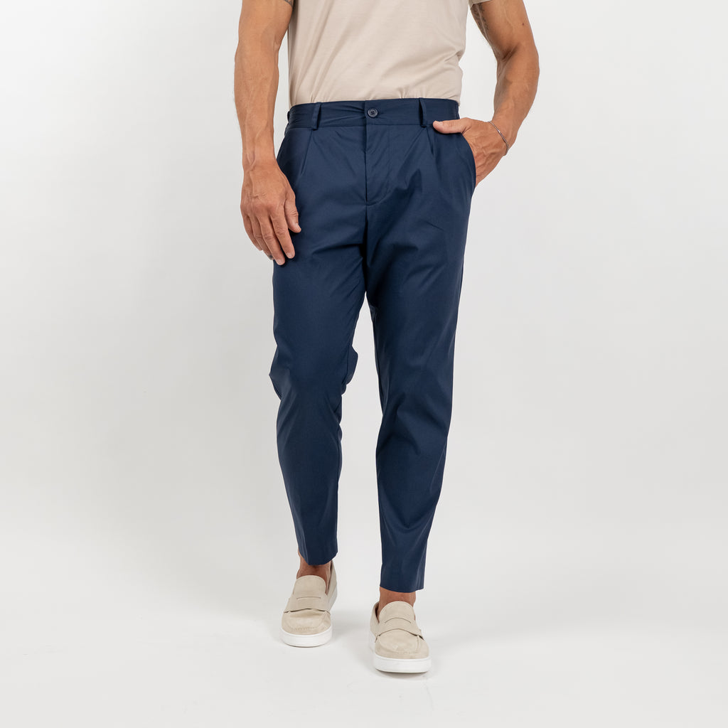 Slim-fit trousers with elasticated waist - Blue