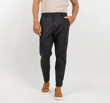 Pantalone slim fit con vita elasticizzata - Nero