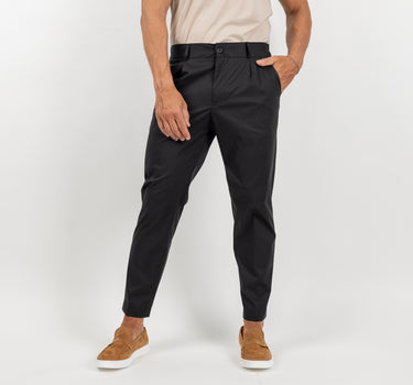 Pantalone slim fit con vita elasticizzata - Nero