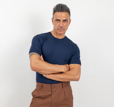 Maglia in filo manica corta - Blu