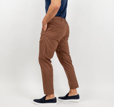 Pantalone slim fit con vita elasticizzata - Tabacco