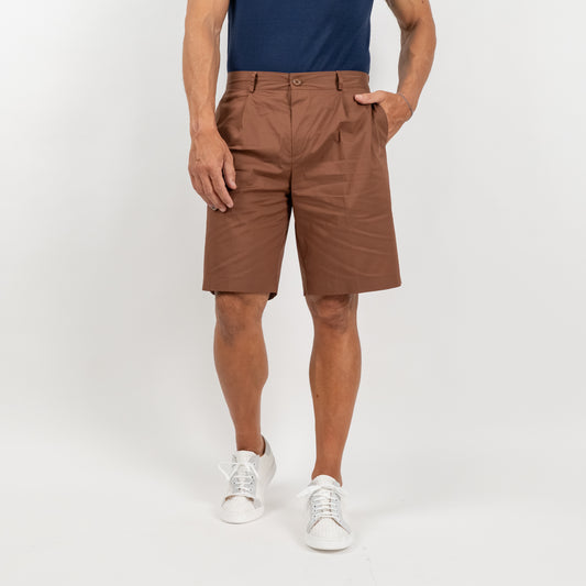 Bermuda con tasche a pattina sul retro - Marrone