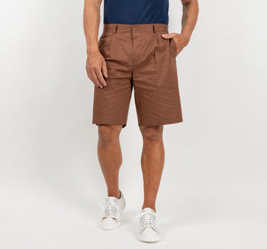 Bermuda con tasche a pattina sul retro - Marrone