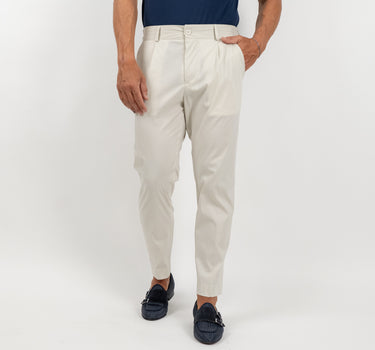 Pantalone slim fit con vita elasticizzata - Avorio