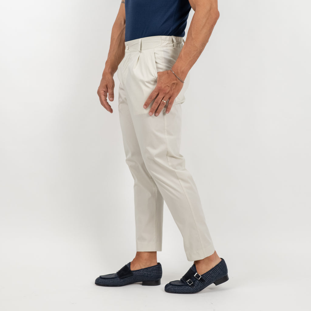 Pantalone slim fit con vita elasticizzata - Avorio