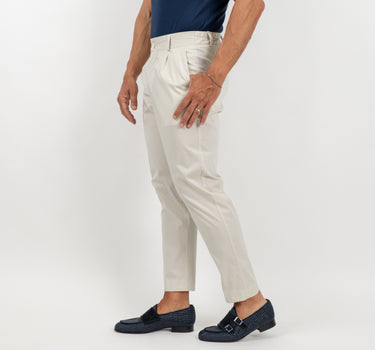 Pantalone slim fit con vita elasticizzata - Avorio