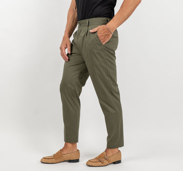 Pantalone slim fit con vita elasticizzata - Verde