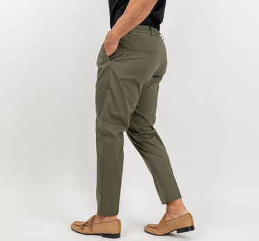 Pantalone slim fit con vita elasticizzata - Verde