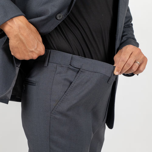 Single-breasted suit with notch lapel and topstitching - Lead Grey