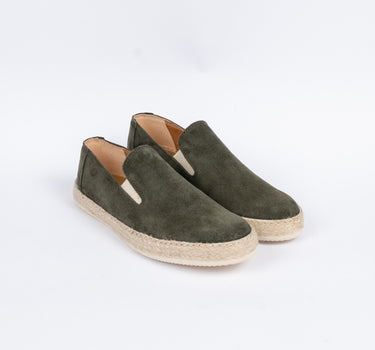 Mocassino in Camoscio con Fondo Espadrillas - Verde
