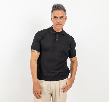 Polo nido d'ape traforata - Nero