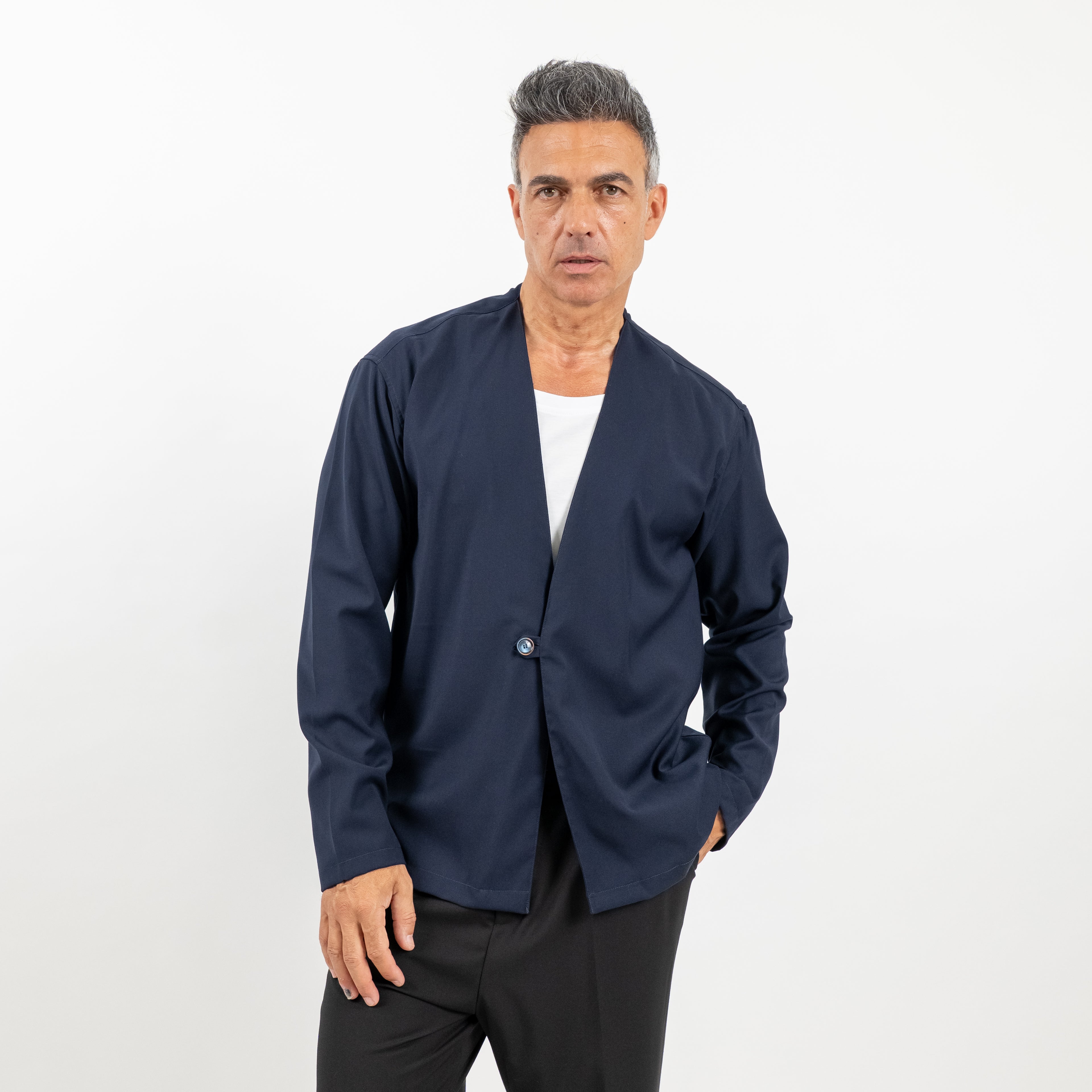Double-breasted V-neck jacket - Blue 