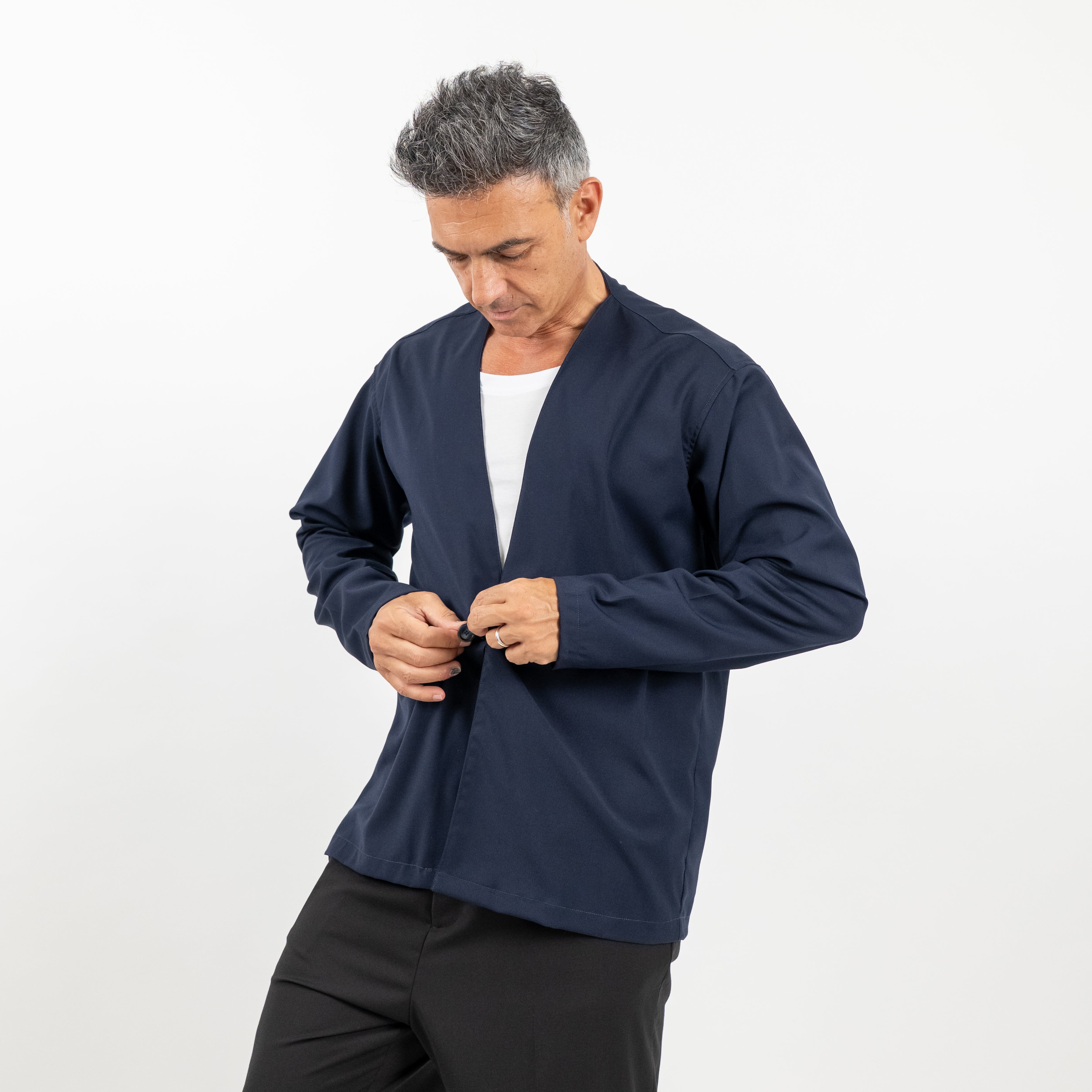 Double-breasted V-neck jacket - Blue 