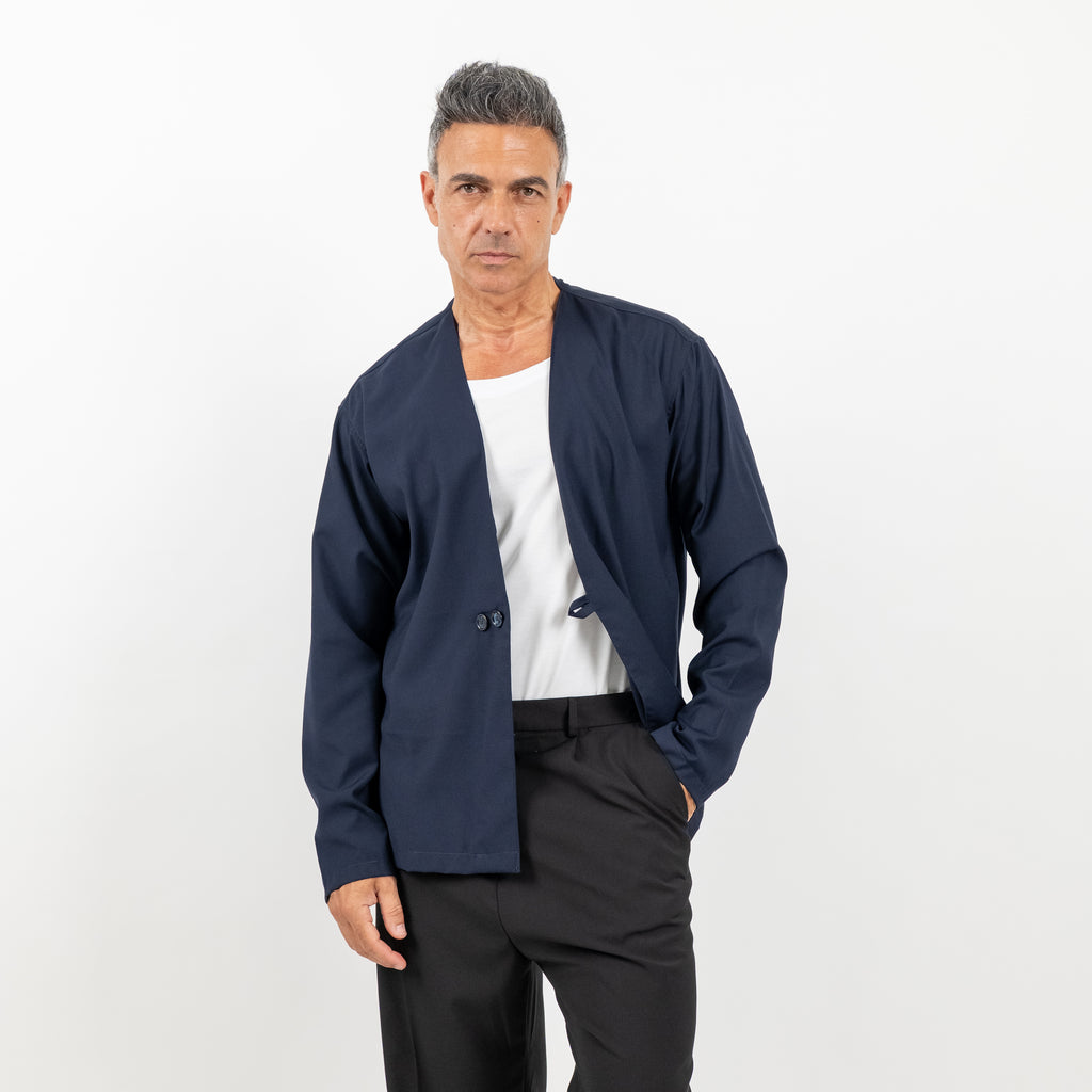 Double-breasted V-neck jacket - Blue 
