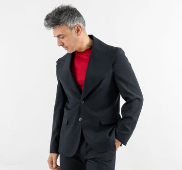 Abito monopetto con rever largo - Nero