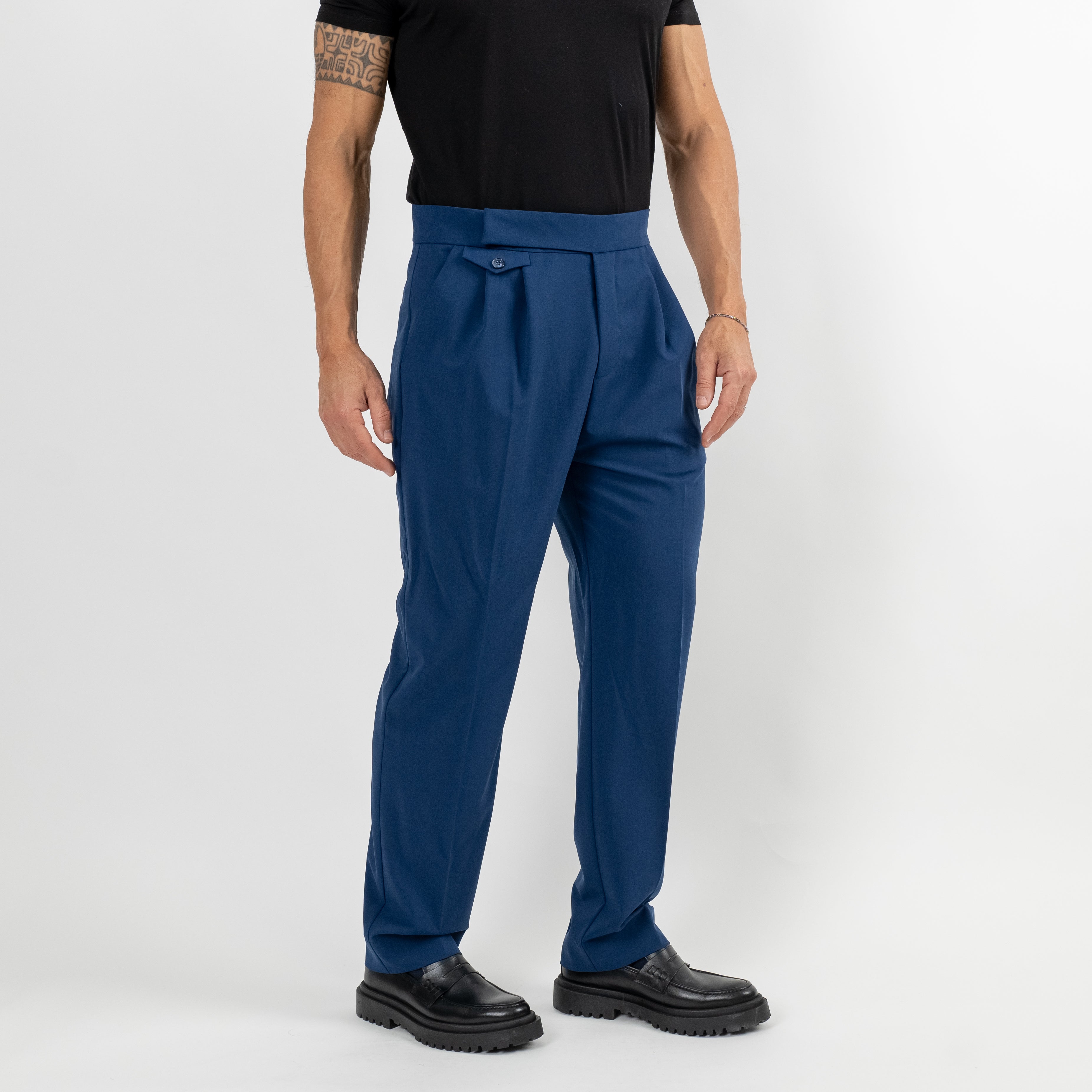 Abito doppiopetto con rever largo - Blu Navy