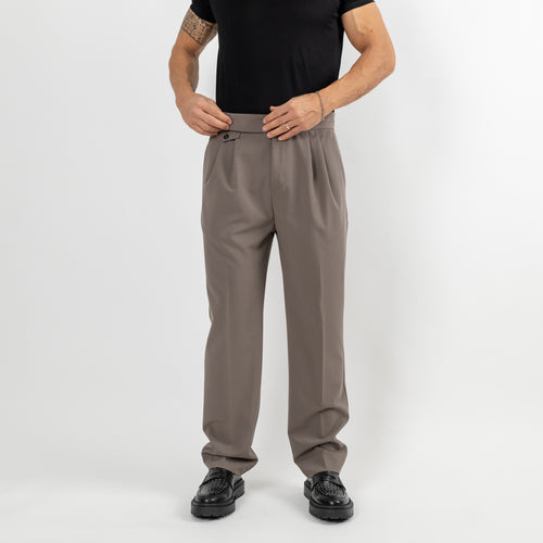 Double-breasted suit with wide lapels - Mud