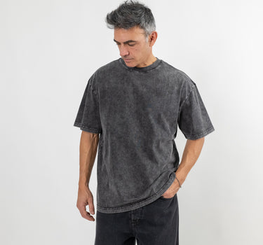 Ribbed collar T-shirt - Black