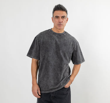 Ribbed collar T-shirt - Black