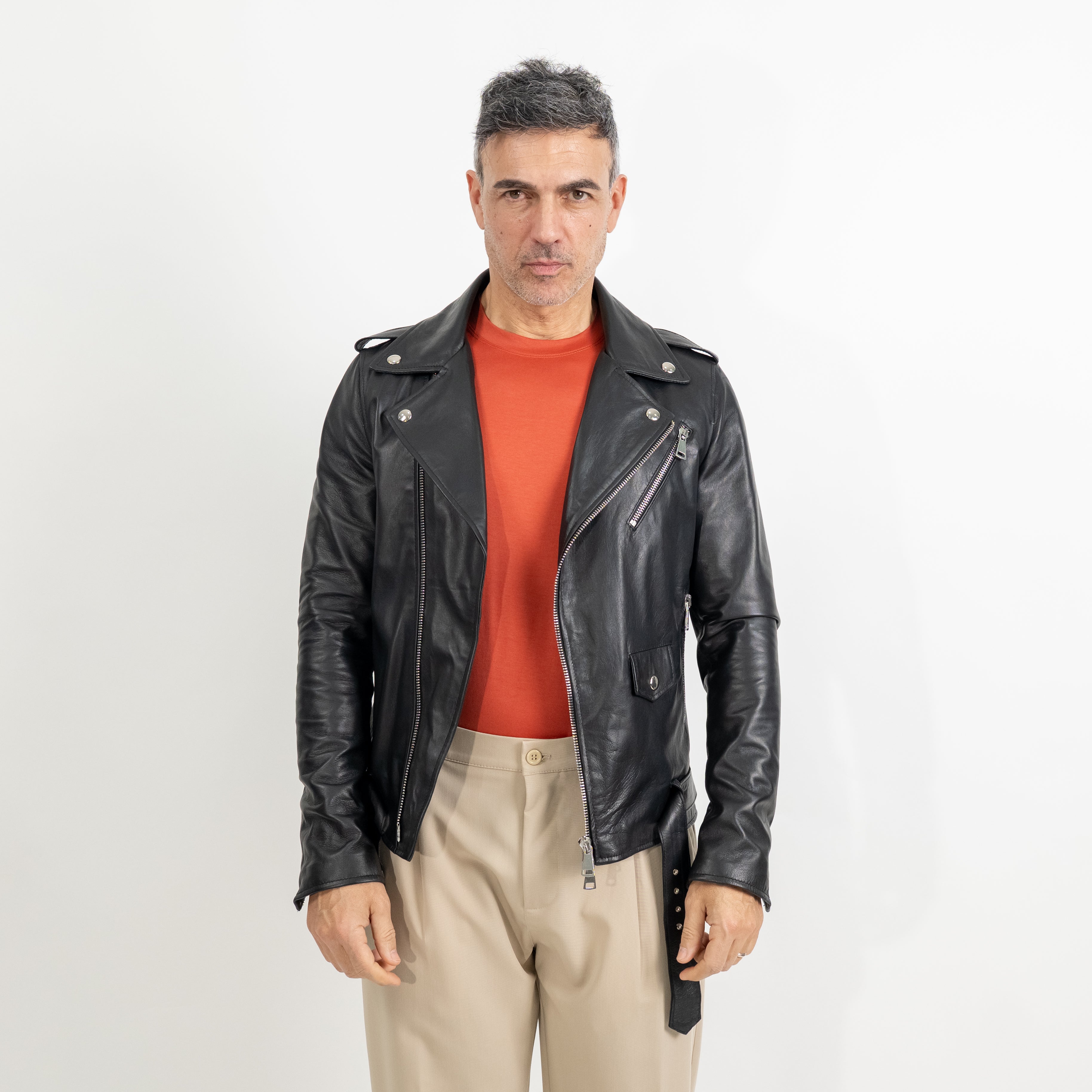 Chiodo slim fit - Nero