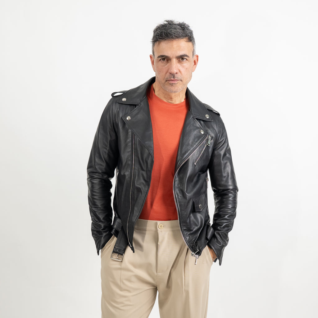 Chiodo slim fit - Nero