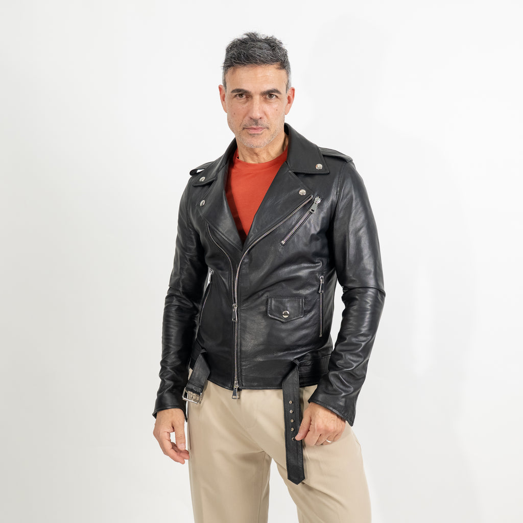 Chiodo slim fit - Nero