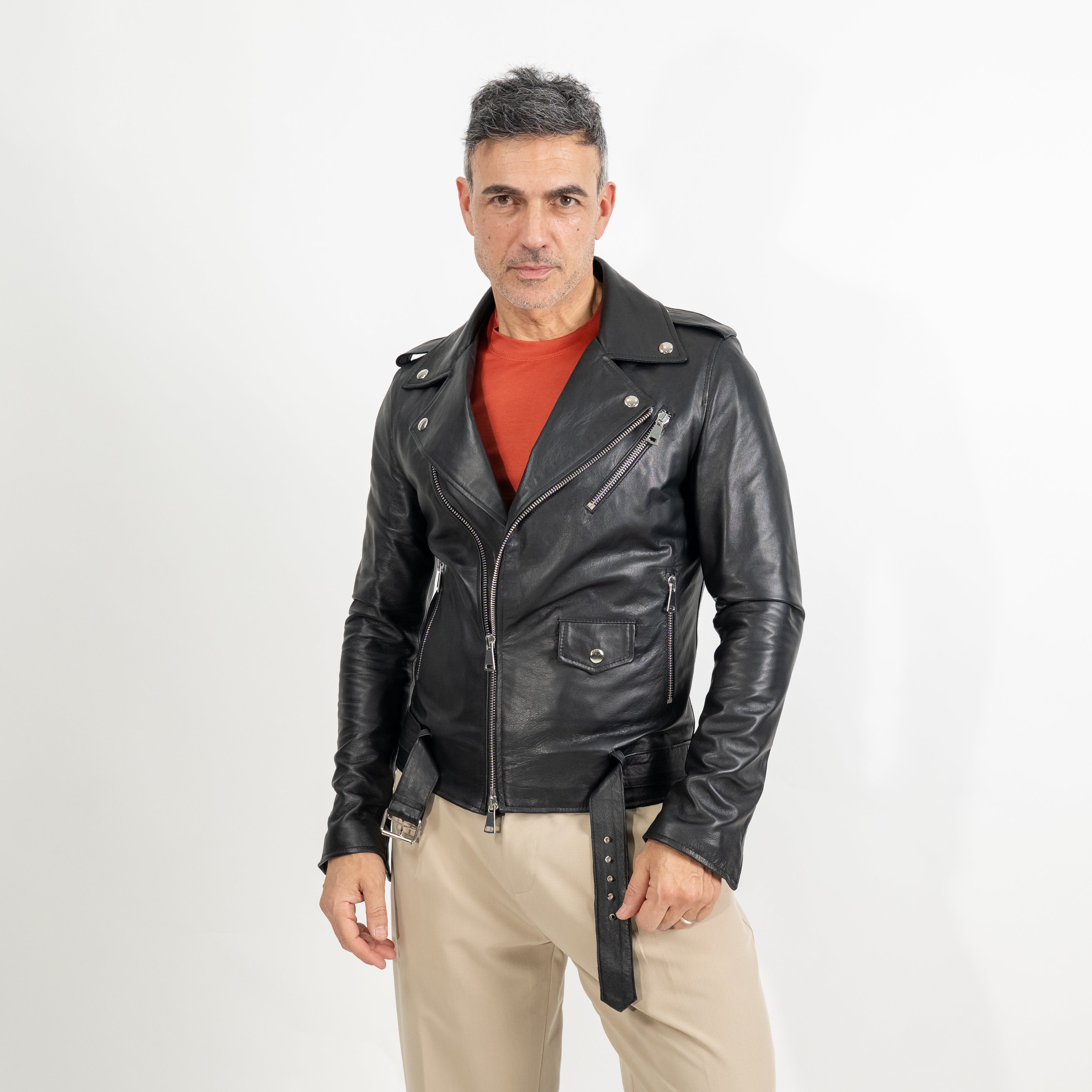 Chiodo slim fit - Nero