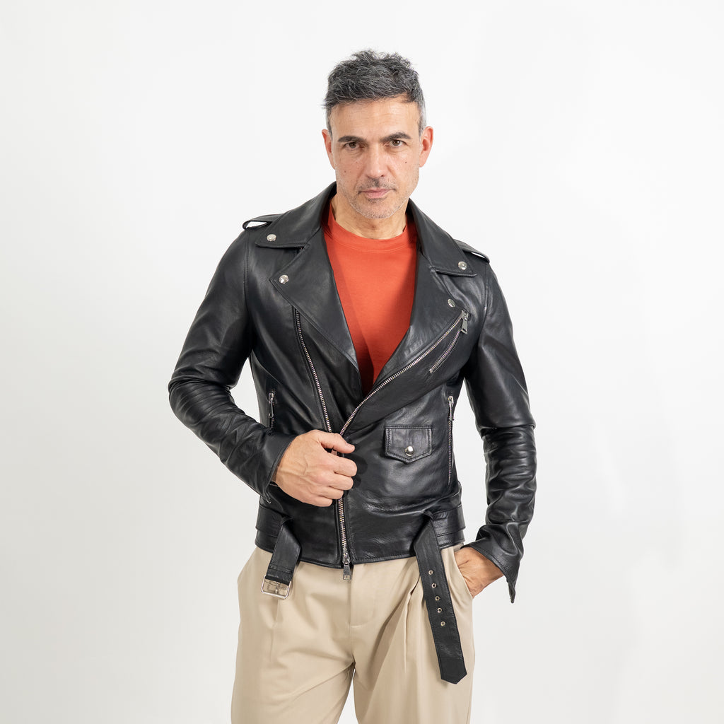 Chiodo slim fit - Nero