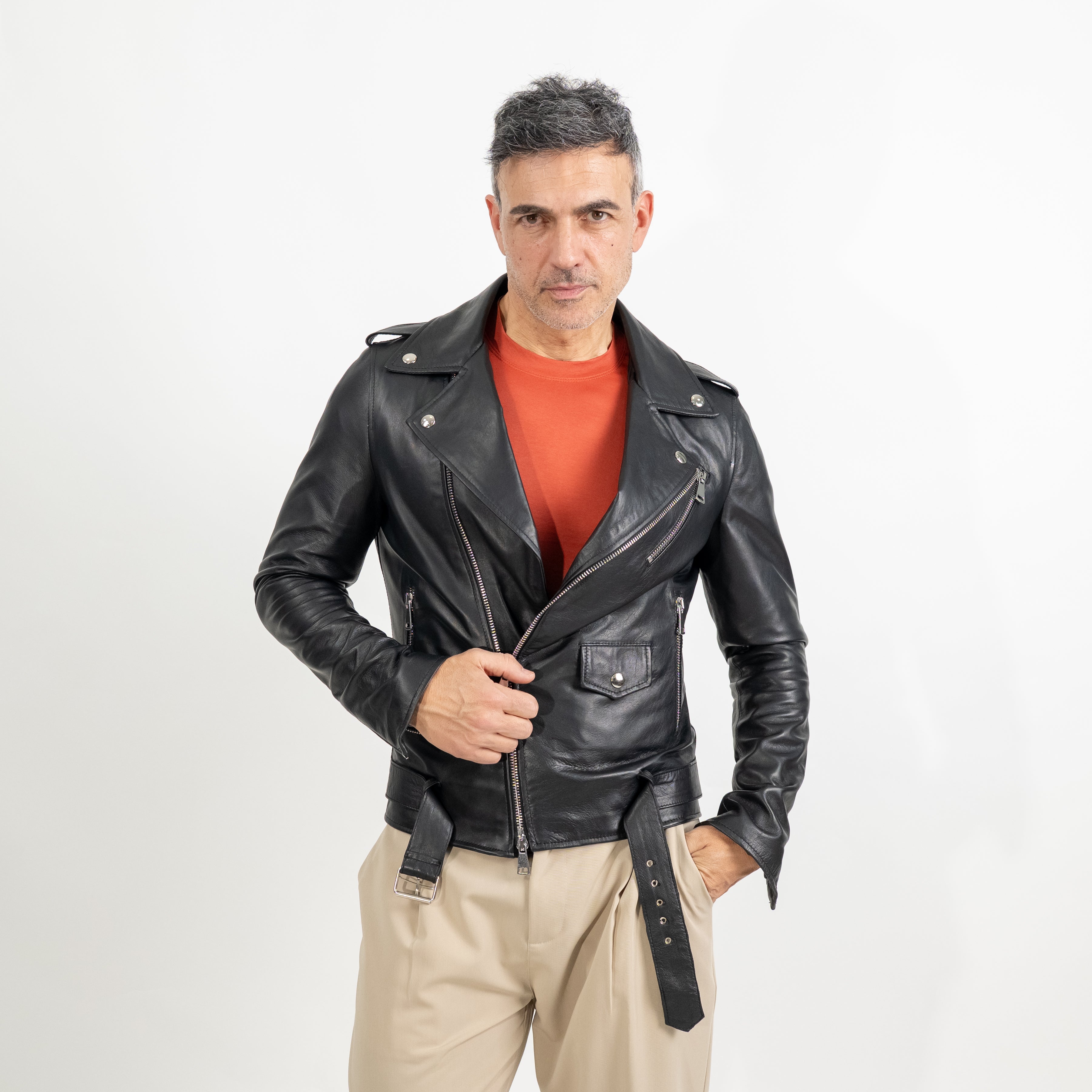 Chiodo slim fit - Nero