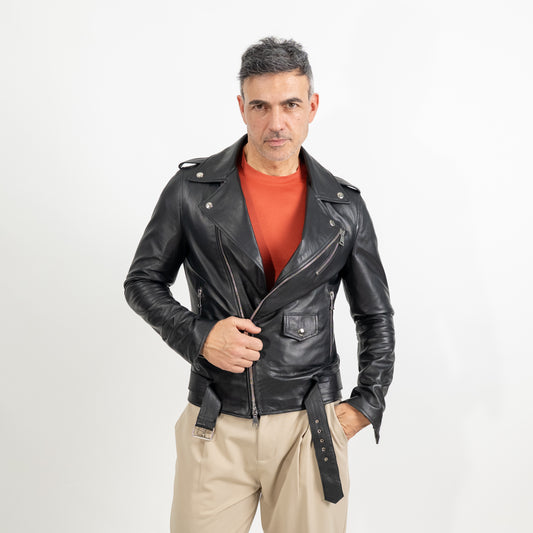 Chiodo slim fit - Nero